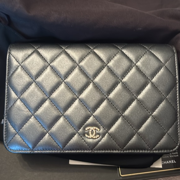 Chanel irradescent wallet with pearl chain. - Picture 4 of 7